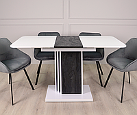 Стильний маленький кухонний обідній білий стіл 110х70 см розкладний прямокутний на маленьку кухню Solo BV