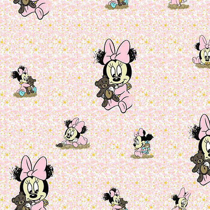 Дитяча постільна тканина 180 см 100% бавовняна набивна Фланель (байка) з малюнком Мінні Маус на рожевому, у рулоні 40 м, фото 1