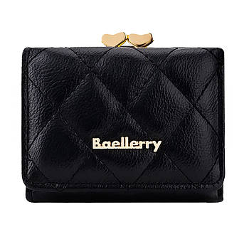Гаманець жіночий з еко шкіри, 10,5х9см, Baellerry Hearts, Чорний / Портмоне жіноче / Жіночий гаманець на кнопці