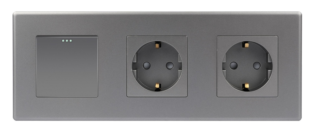 Вимикач (1кл.) + Розетка (2 шт.) 1DAL | Сірий (P228-SW1G-STX2.GR)