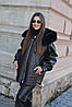 Зимова жіноча чорна штучна штучна дублянка з еко хутром, фото 5