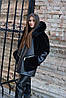 Зимова чорна жіноча тепла дублянка з хутром, фото 4