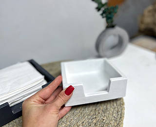 Серветниця з бетону. Тримач серветок.Підставка для серветок на стіл Білий