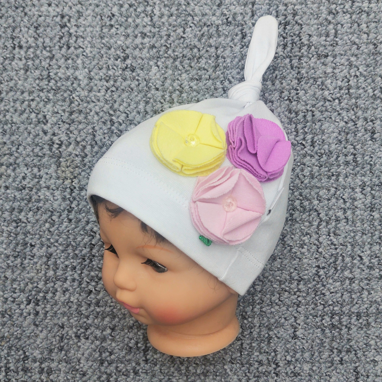 46-50 9 міс 1-3 роки тонка трикотажна осіння весняна демісезонна шапка для дівчинки на осінь весну 3528 БЛ