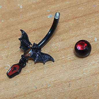 Банан для пірсингу пупка Кажан з труною PPBP-73, фото 2