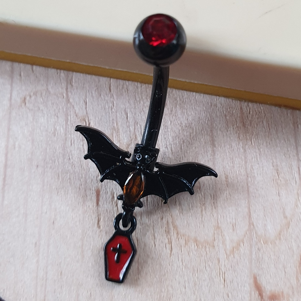 Банан для пірсингу пупка Кажан з труною PPBP-73