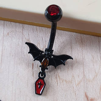 Банан для пірсингу пупка Кажан з труною PPBP-73, фото 1