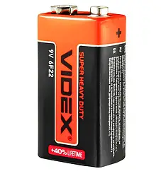 Батарейка сольова Videx 6F22/9V (Krona) 1pcs SHRINK Heavy duty battery
