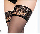 Панчохи Камасутра чорні капронові, Панчохи із капрону з елегантним візерунком, Сексуальні панчохи Камасутра, фото 2