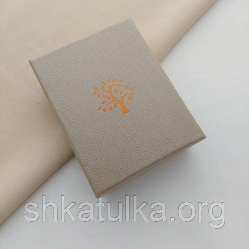 Коробочка для каблучки та сережок прямокутна з орнаментом бежева, фото 1