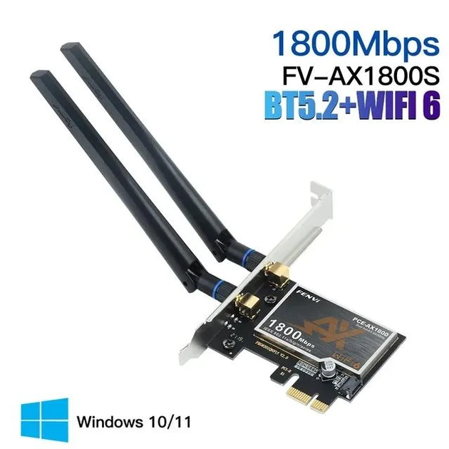 Дводіапазонний PCI-E Wi-Fi 6 1800Mbps + BT5.2 (AX) адаптер 2.4/5GHz + Bluetooth 5.2 PCI-AX1800
