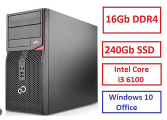 Компьютер Fujitsu P556 E90+ Tower Intel Core i3 6100/16DDR4/240SSD/Video int/DVD/Win10 бв