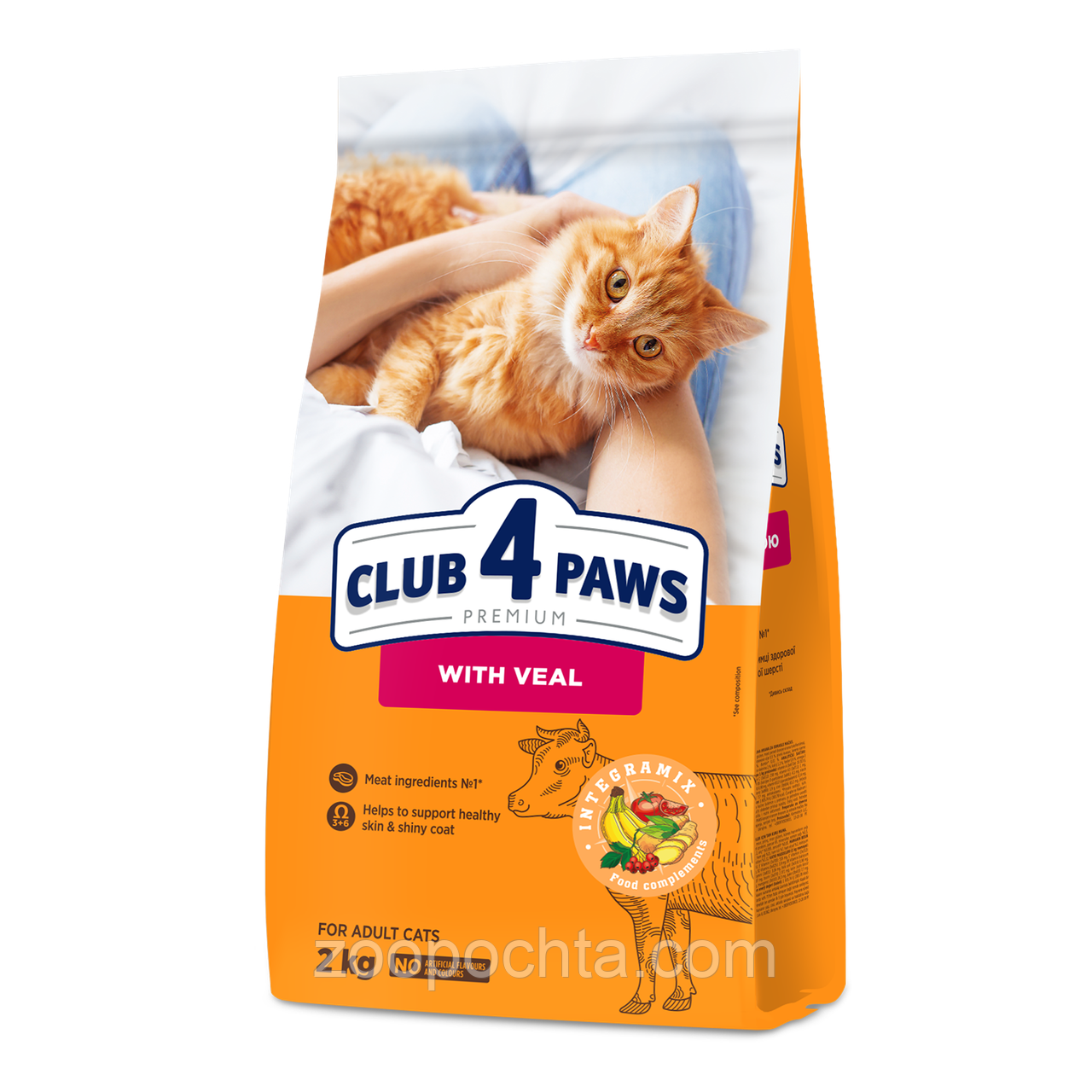 Сухий корм Club 4 Paws Premium Клуб 4 лапи для дорослих кішок, з телятиною 2 КГ