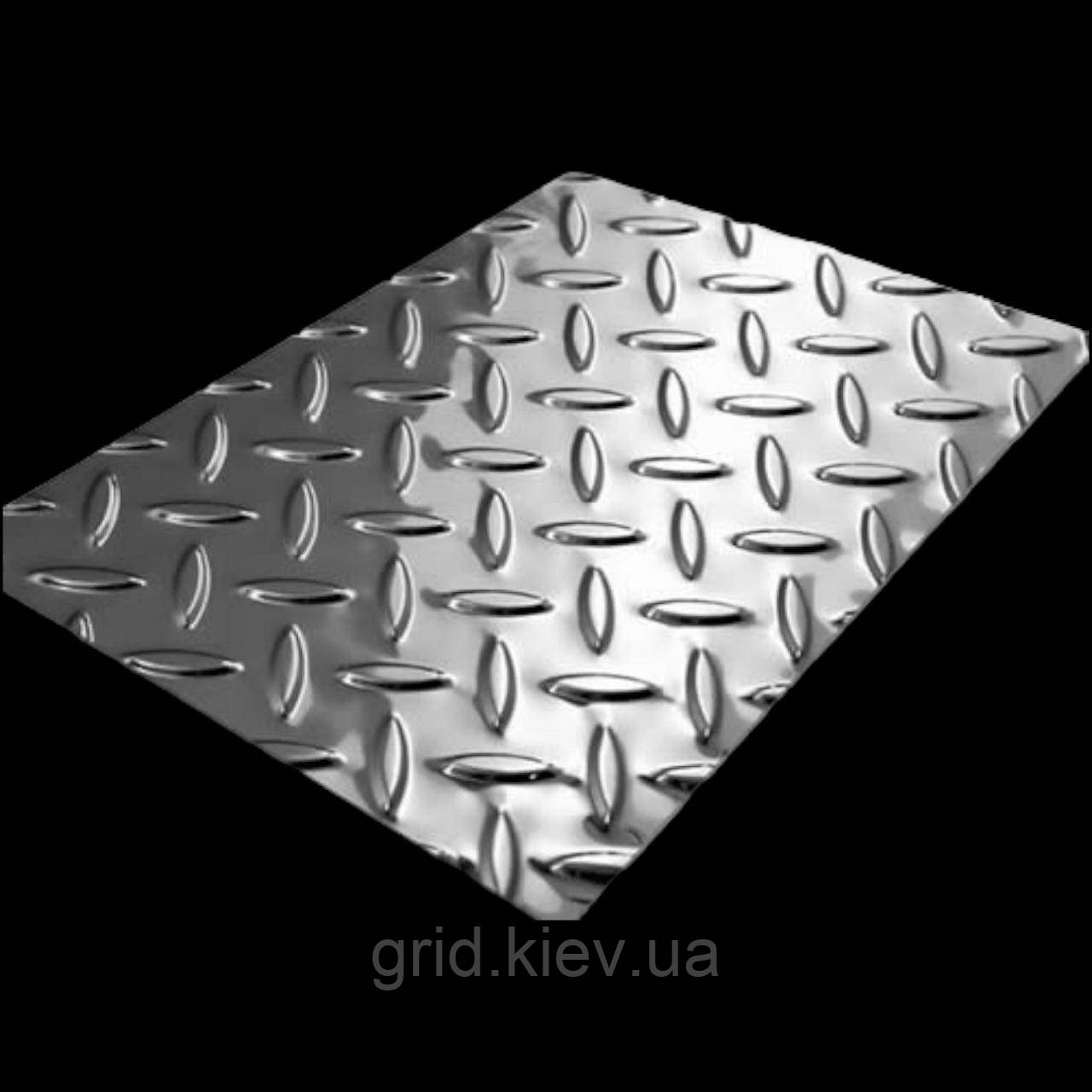 Лист нержавіючий рифлений 500х500 3.0 мм товщина шліфувань харчовий стандарт AISI 304 2В матовий