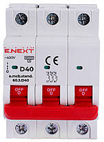 Автоматичний вимикач 3р, 40А, D, 6кА, AC 230/400, на DIN-рейку , E.NEXT, (s026146), фото 2