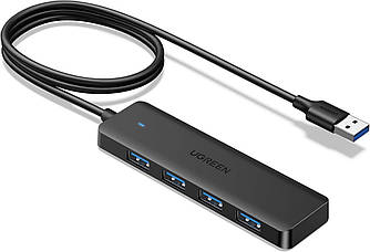 USB-хаб розгалужувач Ugreen HUB USB 3.0 4 порти USB A 0.6 м Black (CM219)