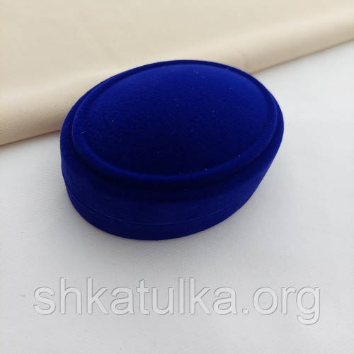 Футляр для прикрас овальний оксамитовий синій