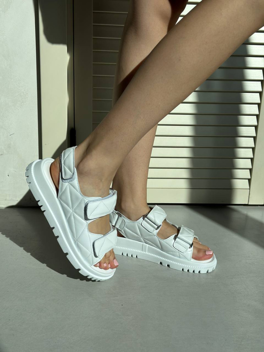 Босоніжки жіночі ShoesBand Білі натуральна шкіра стьобані 38 (24 см) (S66031-1)