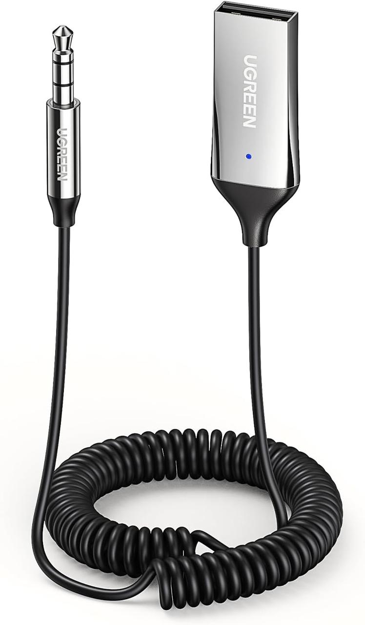 Bluetooth-адаптер Ugreen USB 2.0 Aux 3.5 мм to Bluetooth 5.3 приймач для автомобіля Grey (CM309), фото 1