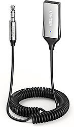 Bluetooth-адаптер Ugreen USB 2.0 Aux 3.5 мм to Bluetooth 5.3 приймач для автомобіля Grey (CM309)