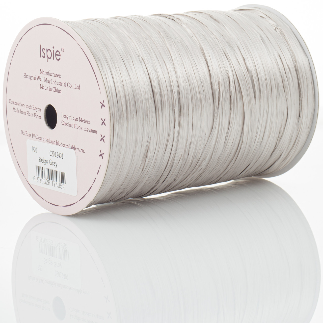 Рафія Ispie метілік, Beige Gray — Сіро-бежевий, (Іспі) 120 г, 250 м.