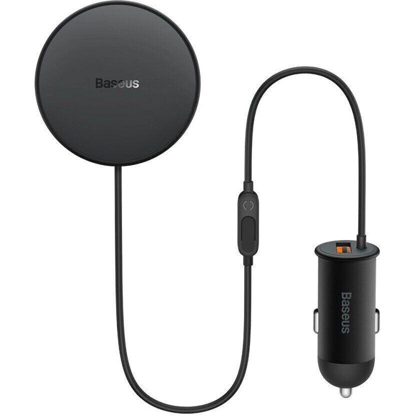 Автомобільний зарядний пристрій Baseus Magnetic Wireless Charging Car Mount Black 40 W Black (CW01), фото 1