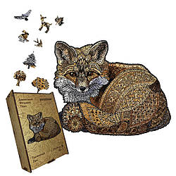 Пазл дерев'яний головоломка Таємничий Лис, А1, Картонна коробка