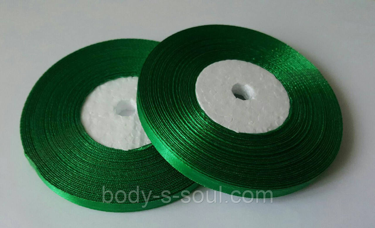 Стрічка атласна зелена 6 мм, 36 ярдів (32,9 м) №20, фото 1