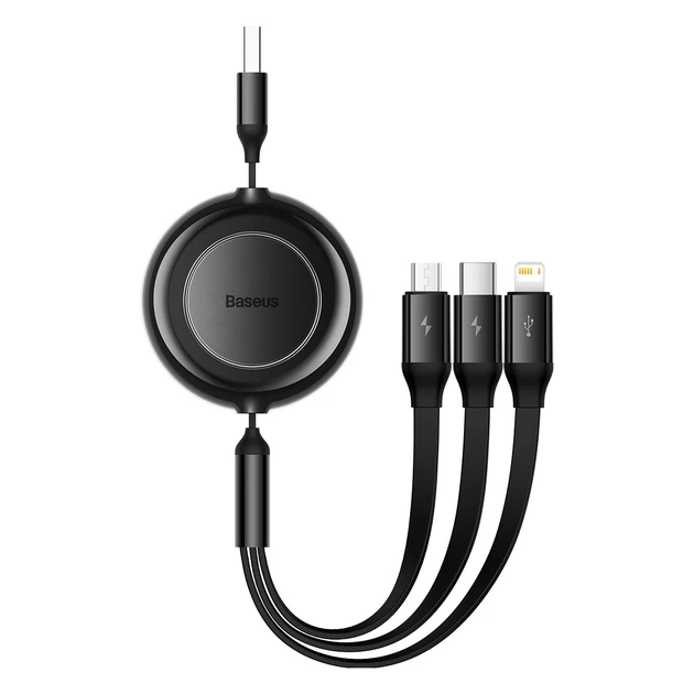 Кабель зарядный Baseus Bright Mirror 2 Series 3-in-1 USB MicroUSB+Lightning+Type-C Black 1.1 м (CAMJ010001)