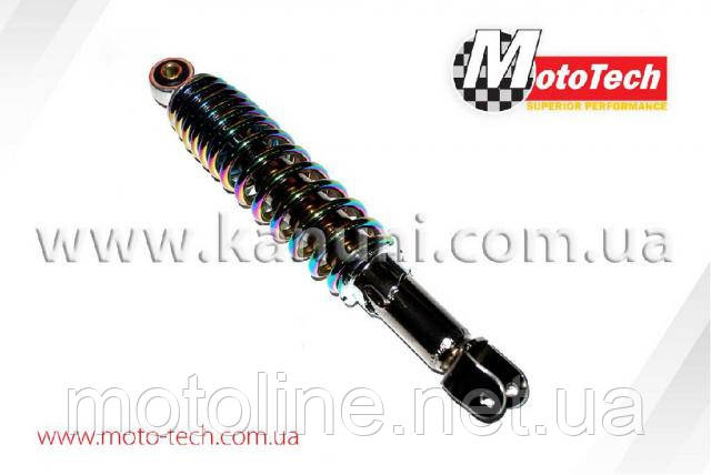 Амортизатор GY6, DIO ZX, LEAD 320 mm, регульований "NDT" (димчастий, пружина плазма) Mototech, фото 1