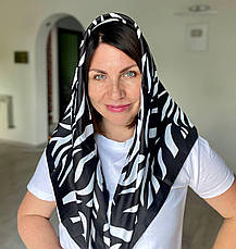 Шовкова хустка принт зебра 90*90 см чорний, фото 4