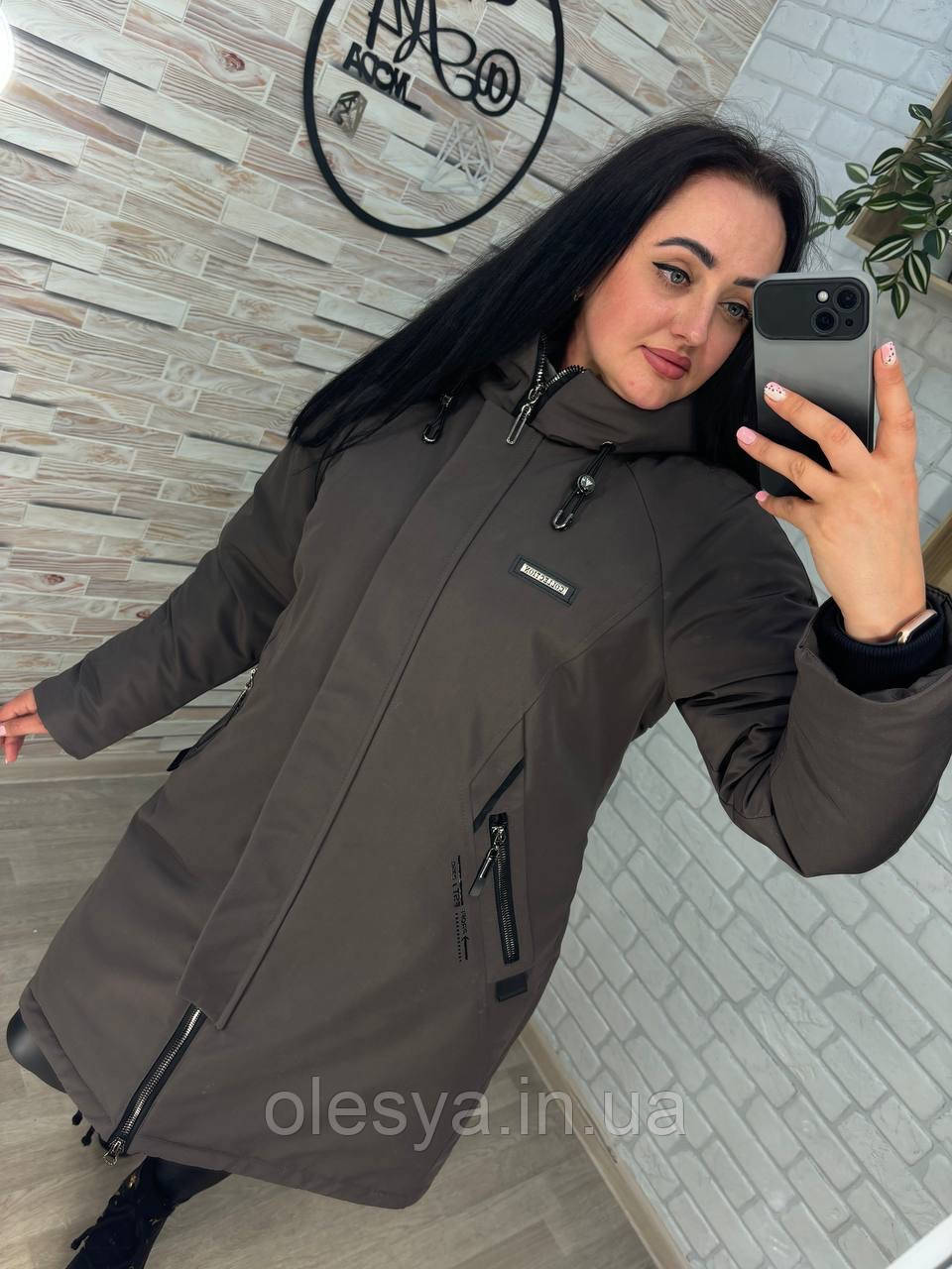 Стильна жіноча зимова подовжена куртка парку Аляска розміри 48, 58, фото 1