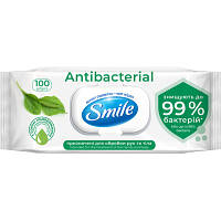 Популярний! Вологі серветки Smile Antibacterial з соком подорожника 100 шт. (4823071636741) - Краща якість тільки на