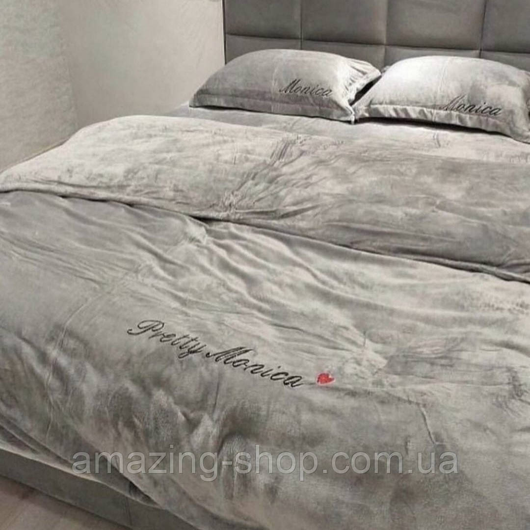 Велюровий комплект постільної білизни Євро розмір 200*230 Pretty Monica, фото 1