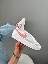 Жіночі Кросівки Nike Blazer Low Platform White Pink / Найк Блейзер Платформ Низькі Білі з Рожевим, фото 3