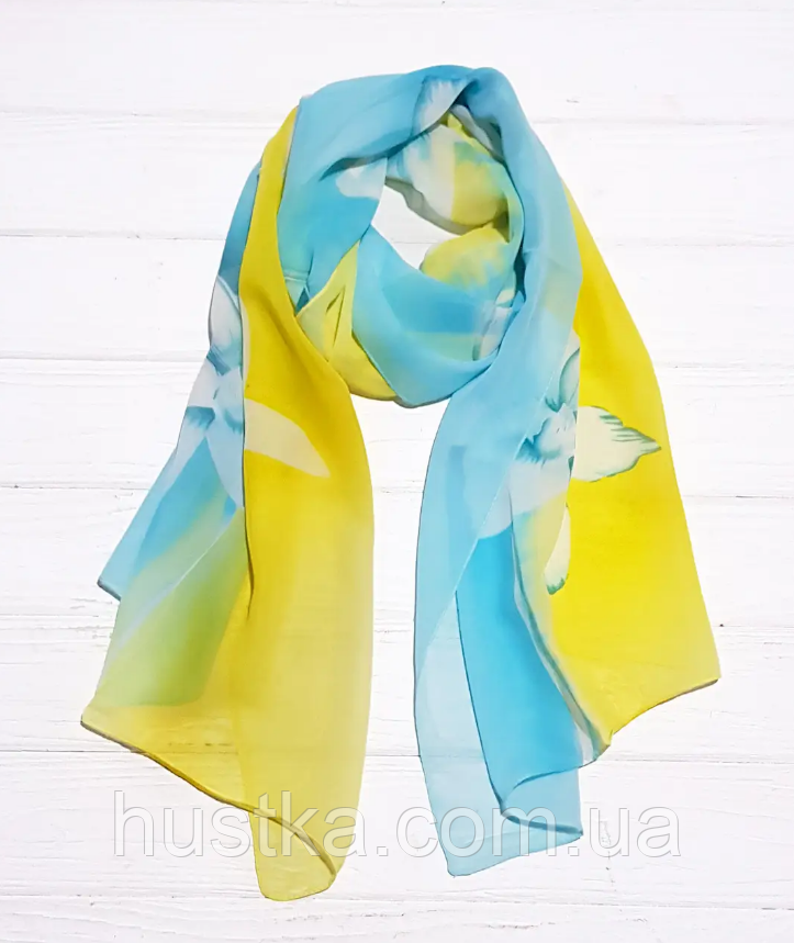 Шарф Діана шифон 160*50 см жовтий/блакитний