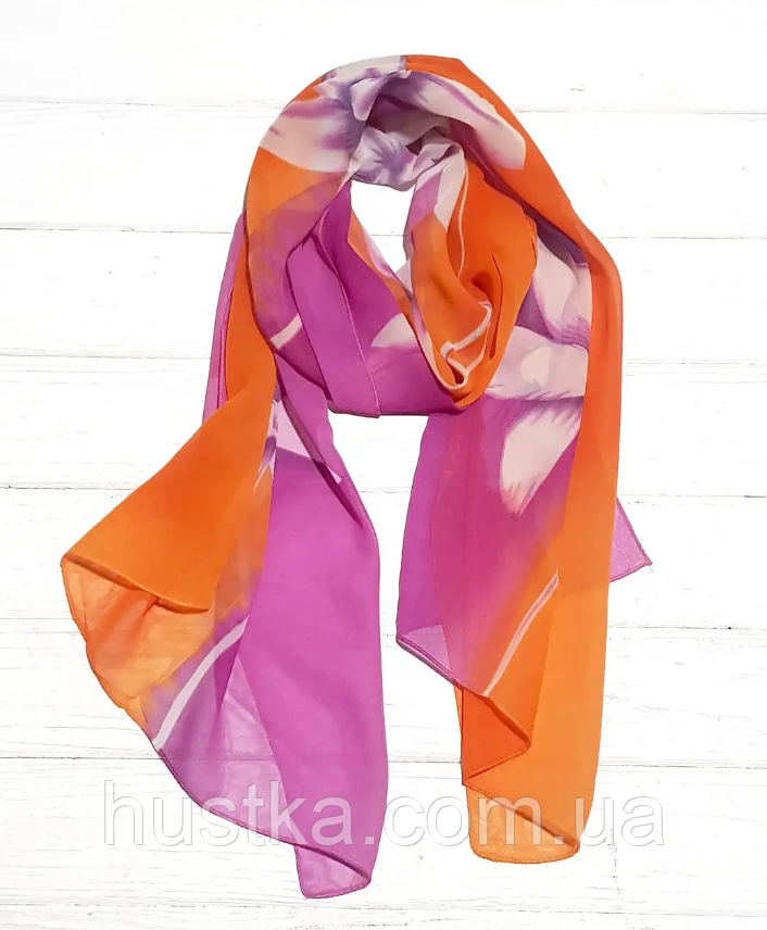 Шарф Діана шифон 160*50 см помаранчевий/малиновий