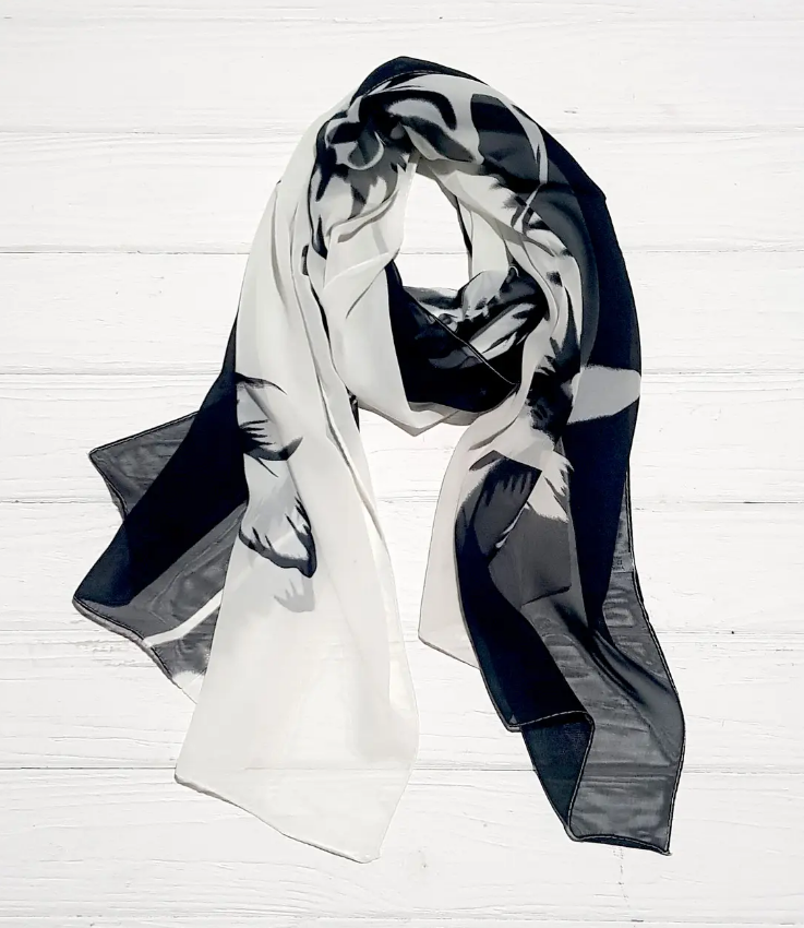Шарф Діана шифон 160*50 см чорно-білий