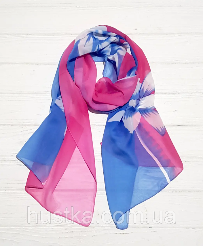 Шарф Діана шифон 160*50 см синій/рожевий