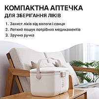 Пластиковий контейнер для ліків з відсіком для пігулок. Містка аптечка-органайзер для медикаментів з ручкою, фото 5