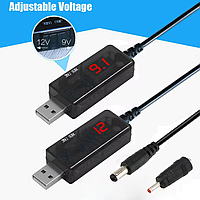 USB кабель для роутера Wi-Fi 5V to 9V 12V повышающее напряжение с переключателем и дисплеем