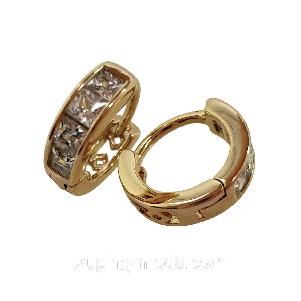 Сережки дитячі ксюпінг. 10х2 мм. 18 к, фото 1