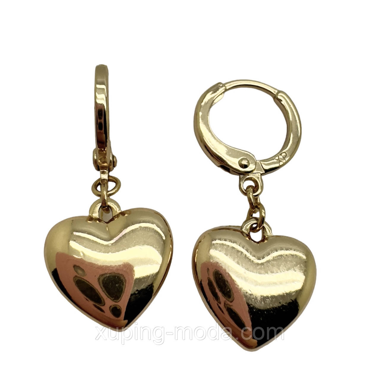 Сережки сердечка ксюпінг. 25х10 мм. 18 к, фото 1