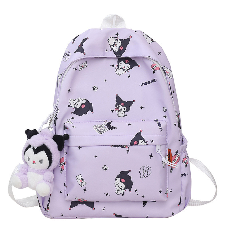 Рюкзак Куромі (Kuromi) з брелоком-іграшкою жіночий фіолетовий міський/FS-2359
