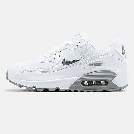 Чоловічі Кросівки Nike Air Max 90 Jewel Swoosh White Grey / Найк Аїр Макс 90 Джуел Свуш Білі з Сірим, фото 1