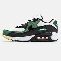 Чоловічі Кросівки Nike Air Max 90 White Green Black / Найк Аїр Макс 90 Білі із Зеленим та Чорним, фото 3
