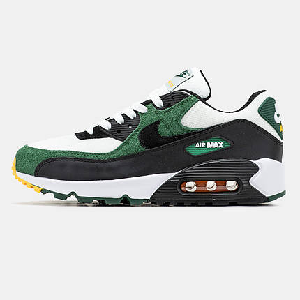 Чоловічі Кросівки Nike Air Max 90 White Green Black / Найк Аїр Макс 90 Білі із Зеленим та Чорним, фото 1