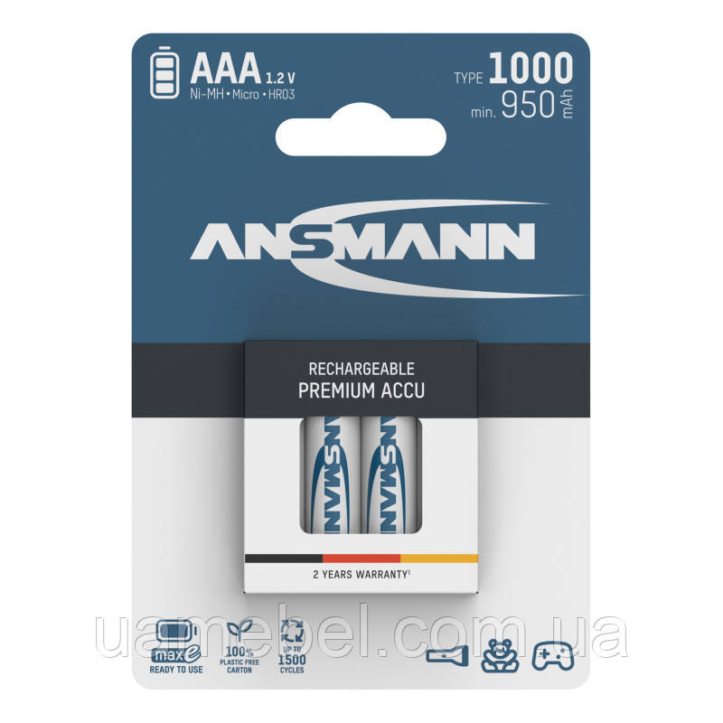 Акумулятор Ansmann AAА 4 X 1000 mAh NiMH 1.2V maxE PREMIUM