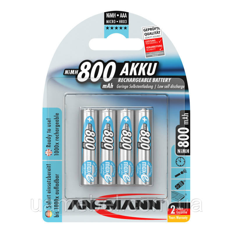 Акумулятор Ansmann AAА 4 X 800 mAh NiMH 1.2V maxE PREMIUM