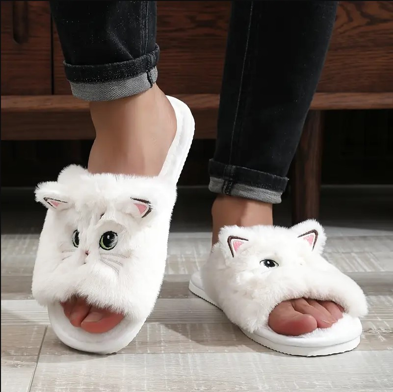 Тапочки жіночі домашні White cats 38 розмір (24,5-25 см ) білі, фото 1